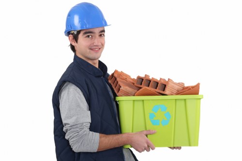 Construction site with builders waste being cleared