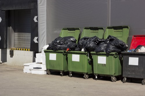 Professional team sorting garage items